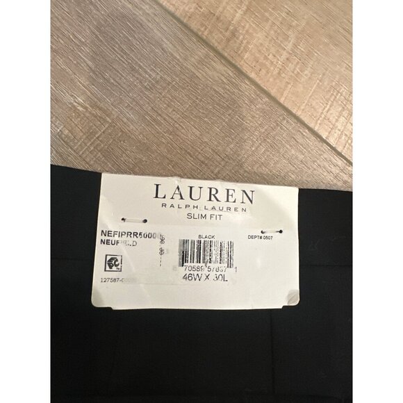 Lauren Ralph Lauren Slim Fit Black Tuxedo Pants Mens 46W X 30L NEW - Picture 8 of 9